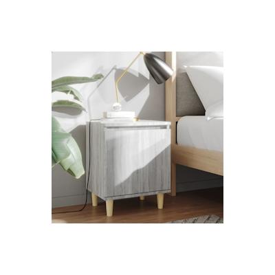 vidaXL Nachttisch mit Massivholz-Beinen Grau Sonoma 40x30x50 cm