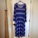 Lularoe Dresses | Lularoe Xl Ryane Blue & White Striped Maxi Dress Long Sleeve Scoop Neck Worn 1x | Color: Blue/White | Size: Xl