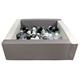 Velinda Soft play ball pit, home ball pit, indoor, outdoor, ball pit + 200 balls (Ball pit/balls colour: white, grey/black, white, transparent, silver)