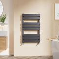 EMKE Towel Radiator Anthracite, Heated Towel Rail for Bathrooms, Modern Flat Panel Towel Rail Radiator Versatile Wall/Floor Mounted Bathroom Radiators 800 x 500 mm