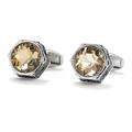 Men's Shirt Cufflinks Light Luxury French Hexagonal Brown Crystal Silver Shirt Cuff Nails