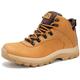 CC-Los Men's Waterproof Hiking Boots - Outdoor Walking Boots Work Boots Mid-Top Wheat Size 9
