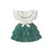 Infant Baby Girl Summer Outfit Casual Short Sleeve Dot Print Layered Ruffle Dress With Bow Belt