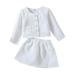 YDOJG Toddler Girls Outfit Kids Child Baby Long Sleeve Cardigan Coat Tops Blouse Solid Skirt Outfits Set 2Pcs Clothes