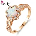 CiNily-Bague en opale avec Cz plaqué or rose pour femme bijoux fantaisie bague de mariage vente