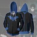 Veste à capuche zippée pour homme impression 3D cosplay de nuit sweat à capuche zippé accessoire