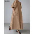 ZANZEA-Robe d'été chic à demi-manches et col rond pour femme robe trapèze robe décontractée