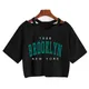 Y2k Brooklyn Lettre Imprimer T-shirt pour Femmes Harajuku Ullzang T Shirt Drôle Graphique T-shirt