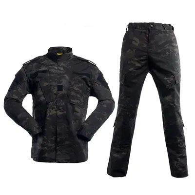 Dulbdu-Ensemble uniforme CamSolomon Multicam vêtements d'entraînement noirs chemise skip pantalon