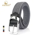 HSSEE Mode Ceinture Élastique Tissée pour Hommes et Femmes Alliage Argent Boucle Soie Lisseuse