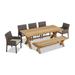 Winston Porter Donow Rectangular 8 - Person 87" Long Outdoor Dining Set w/ Cushions Wood/Teak in Brown/White | 87 W x 39.4 D in | Wayfair