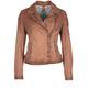 Gipsy Damen Lederjacke im Biker-Look (S, Camel)