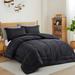 Ebern Designs Bombeck Microfiber 3 Piece Comforter Set Polyester/Polyfill/Microfiber in Black | King Comforter + 2 King Pillowcases | Wayfair