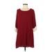 Orange Creek Casual Dress - A-Line Scoop Neck 3/4 sleeves: Burgundy Print Dresses - Women's Size Small