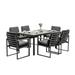 Outdoor Patio Dining Set of 7 with 60 Aluminum Rectangular Dining Table and 6 Armrest Chairs Gray