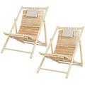 Costway 2 PCS Patio Outdoor Adjustable Folding Wood Sling Chair Lounge Assembly Free