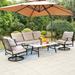 MF Studio 5-Seat Patio Conversation Set Metal Outdoor Furniture Sofa Set for 5 Person Beige