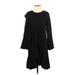 Halogen Casual Dress Crew Neck 3/4 sleeves: Black Print Dresses - Women's Size Small