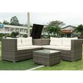 Nestfair 4-Piece Patio Sectional Wicker Rattan Outdoor Furniture Sofa Set with Creme Cushions