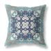 HomeRoots 18" X 18" Gray And Blue Floral Zippered Suede Throw Pillow