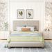 Linen Platform Bed with Tufted Headboard, Queen Size, Box Spring Needed