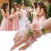 harmtty Wrist Flower Non-Fading Multi-color Decorate Elegant Bride Groom Fake Wrist Corsage for Wedding Party Dark Blue