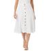 Plus Size Women's Button-Front Gauze Midi Skirt by Jessica London in White (Size 22 W)