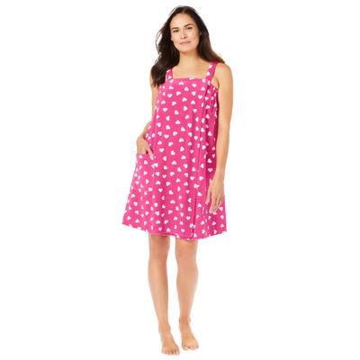 Plus Size Women's Dreams & Co.® Velour Towel Wrap by Dreams & Co. in Raspberry Sorbet Hearts (Size 5X)