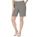 Plus Size Women's Soft Ease Knit Shorts by Jessica London in Medium Heather Grey (Size M)