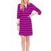 Lilly Pulitzer Dresses | Lilly Pulitzer Size Medium Striped Beckett Dress Fuchsia Navy Blue Long Sleeve | Color: Blue/Pink | Size: M