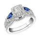 SHELOVES Blue Sapphire Wedding Rings Bridal Set for Women Princess Cut Simulated Diamond 925 Sterling Silver T 1/2