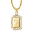 Valentine's Day Gift Gold Initial Necklaces for Women, Letter Necklace for Her Birthday Gift for Friends, Yellow Gold Initial Pendant Necklace with Rope Chain, Gold Plated, Cubic Zirconia