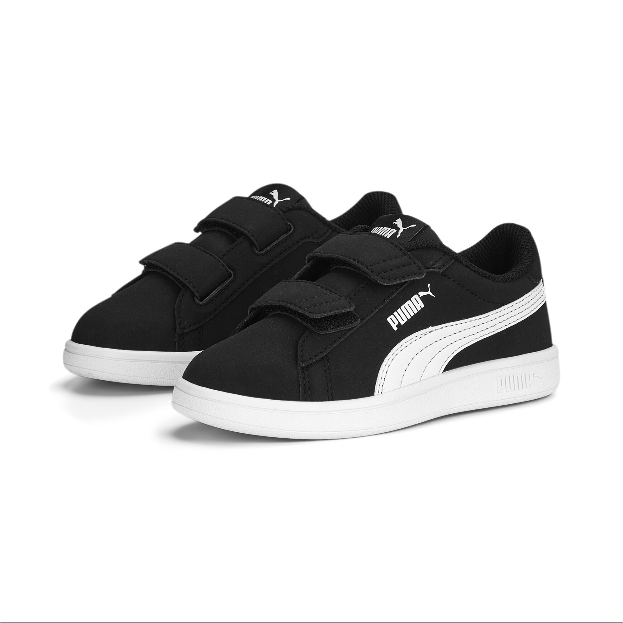 Sneaker PUMA "Smash 3.0 Buck Sneakers Jugendliche", Damen, Gr. 33, schwarz, weiß, Obermaterial: Synthetik, Textil; Futter: Textil; Innensohle: Textil; Laufsohle: Gummi, Schuhe Sneaker