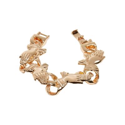 Bettelarmband URBAN CLASSICS "Urban Classics Unisex Pray Hands Bracelet" Gr. S, gold, Armbänder, Damen, S/M, Zink, Bettelarmband Image