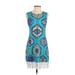 White Mark Casual Dress - Sheath: Blue Aztec or Tribal Print Dresses - Women's Size Small