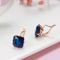 Boucles d'Oreilles Vintage en Saphir Naturel et Diamant pour Femme Bijoux Authentiques Cadeau pour