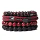 Bracelets Vintage en cuir rouge pour hommes breloque en forme de flèche perles en bois corde