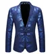 Blazer Slim Fit à revers cranté pour hommes veste trempée de fleurs blazers de chanteurs de scène