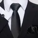 Cravate en soie de Style classique ensemble carré de poche pour cadeau de vacances cravate noire