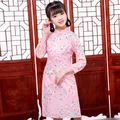 Cheongsam qipao en satin violet pour filles robe chinoise pour enfants