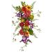 24" Artificial Garden Mixed Flower Teardrop Swag, Unlit - Red