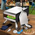 Portable Rotating Gas Pizza Oven for Outdoor Stainless Steel Pizza Oven with 14 Pizza Stone Gas Powered Pizza Oven with Foldable Legs