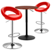 MoNiBloom 3 Piece Bar Table and Chair Set 23.5 Round Bar Table and Leather Swivel Barstools for Living Room Dining Room Bistro