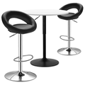 MoNiBloom 3 Piece Bar Table and Chair Set 31.5 Round Cocktail Table and Bar Stools PU Leather with Arms for Entertainment Rooms