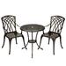 Tookss Cast Aluminum Patio Bistro Set with Umbrella Hole 3 Piece Outdoor Bistro Set Rust-Resistant Patio Table and Chairs Outdoor/Indoor Use for Garden Backyard Patio Balcony Bronze