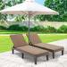 Hommow Outdoor Chaise Lounge Chair Set of 2 Adjustable Patio Chaise Lounges with Removable Cushion Brown