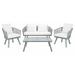 SAFAVIEH Belmi Outdoor Patio 4 Piece Conversation Set Grey/Beige