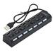 Anvazise USB Hub 7 Port Multifunctional Universal Driver-free High Efficiency High-speed Transmission with Switch Multi USB 2.0 Splitter Hub Use Power Adapter PC Accessories Black