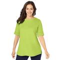 Plus Size Women's Stretch Cotton Cuff Tee by Jessica London in Dark Lime (Size 26/28) Short-Sleeve T-Shirt