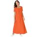 Plus Size Women's Stretch Cotton T-Shirt Maxi Dress by Jessica London in Orange (Size 14)